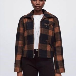 RE/DONE 40S CHECK PLAID WOOL ZIP JACKET SZ XS